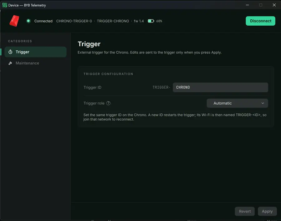 Trigger configuration assigns the connected trigger’s role
