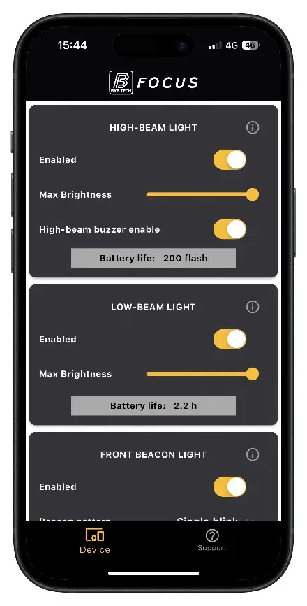 Light settings