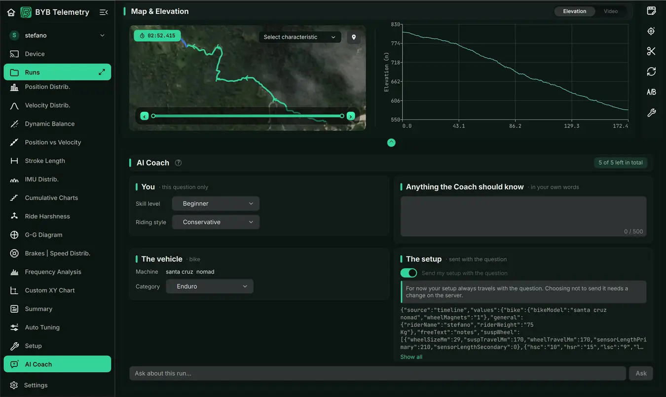 AI Coach combines rider context with the selected run