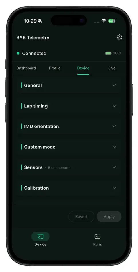 App — device settings