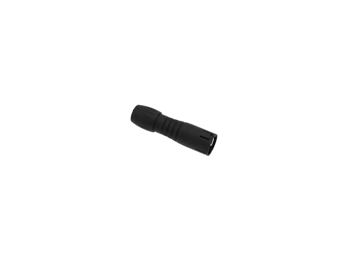 A BYB Tech V3 connector on its own: a straight black plastic plug, ribbed along its length for grip, with a keyed socket on the end.