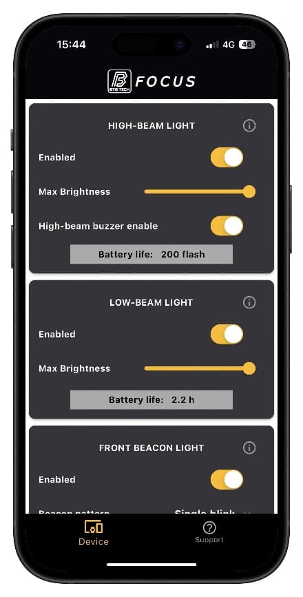 Light settings