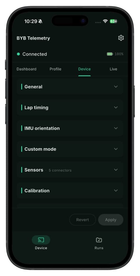 App — device settings